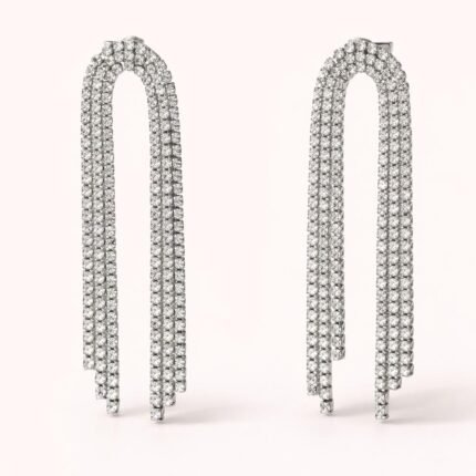 PENDIETES GALA LARGOS BRILLANTES PLATEADOS