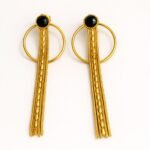 PENDIENTES SANA DORADOS BRILLANTE NEGRO