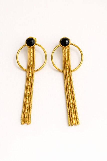 PENDIENTES SANA DORADOS BRILLANTE NEGRO